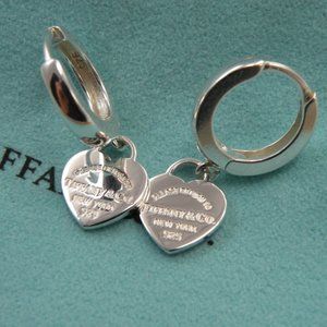 NEW Mini Heart Huggie Hoop Earrings Return to Tiffany & Co Solid 925 Silver